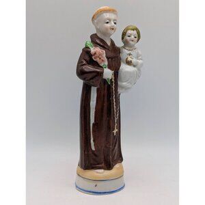 Vintage St. Anthony of Padua Holding Christ Child Figurine Japan Made Religious